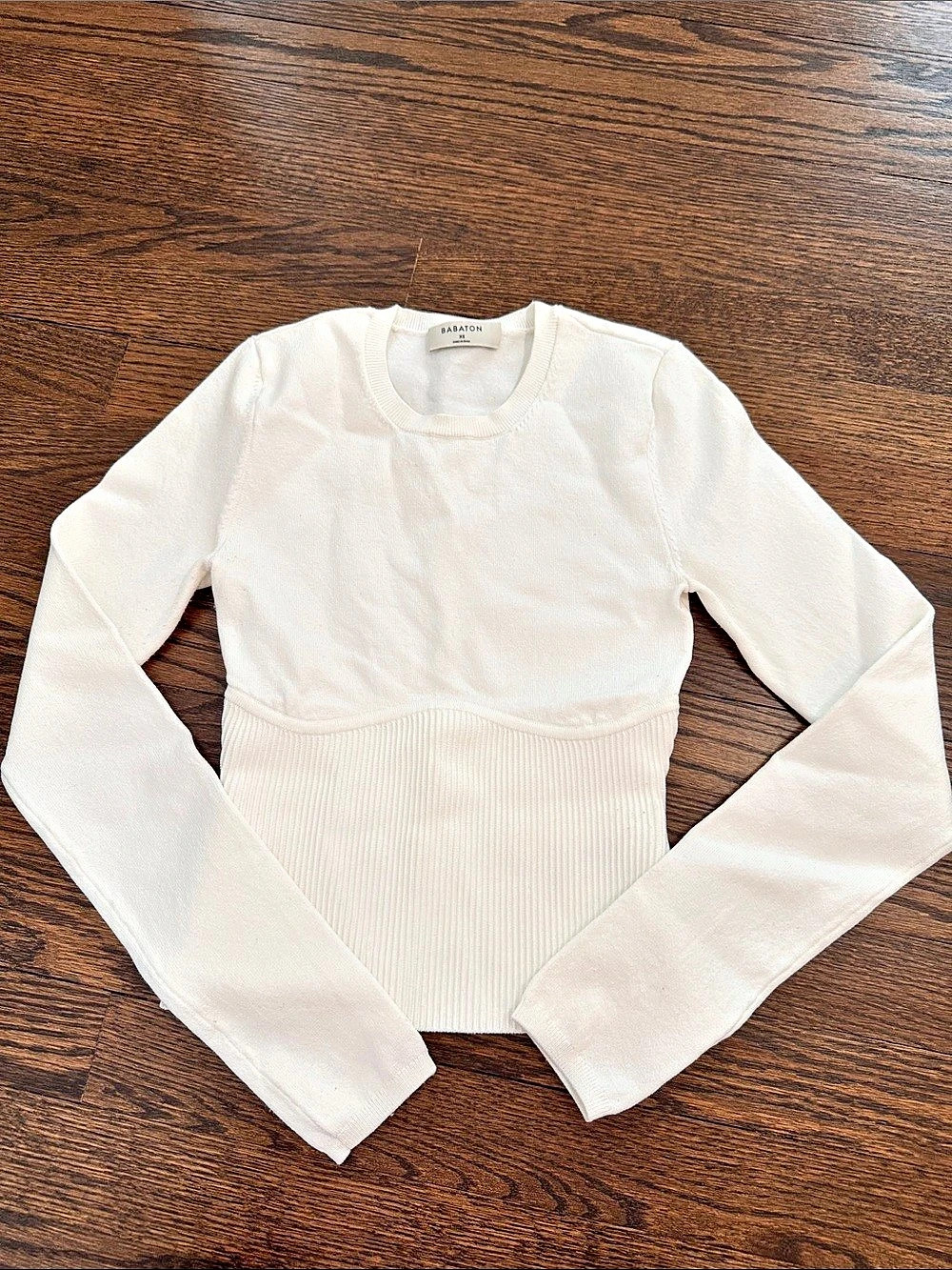 Babaton Sculpt Knit Empire Longsleeve in White